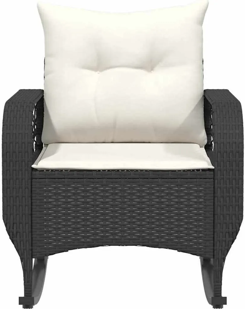 Poltrona a Dondolo Outdoor vidaXL Polirattan Nero e Design Elegante - 4