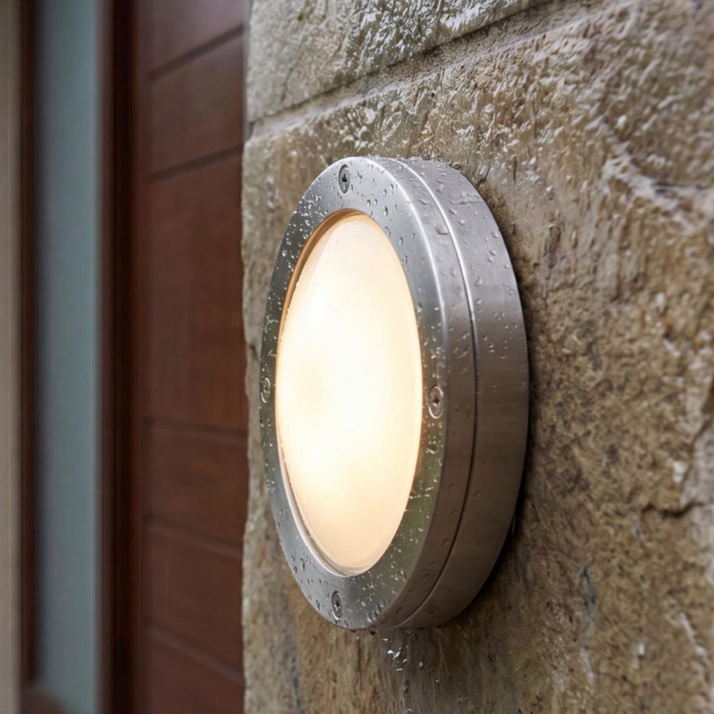 Außenleuchte Messing massiv rund Ø 14 cm IP64 G9 Maritim Produktbild 