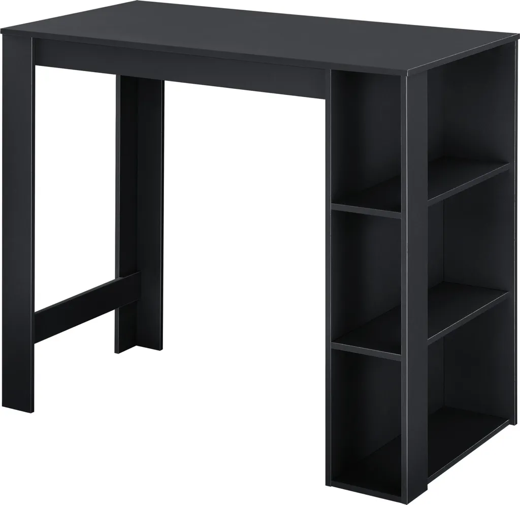 Tavolo Alto da Bar Danderyd 120x60x106 cm | Nero 3 Ripiani Laterali