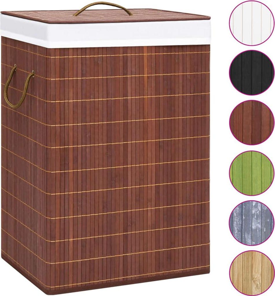 vidaXL Bambus-Wäschekorb mit 2 Fächern Braun 72 L Produktbild 
