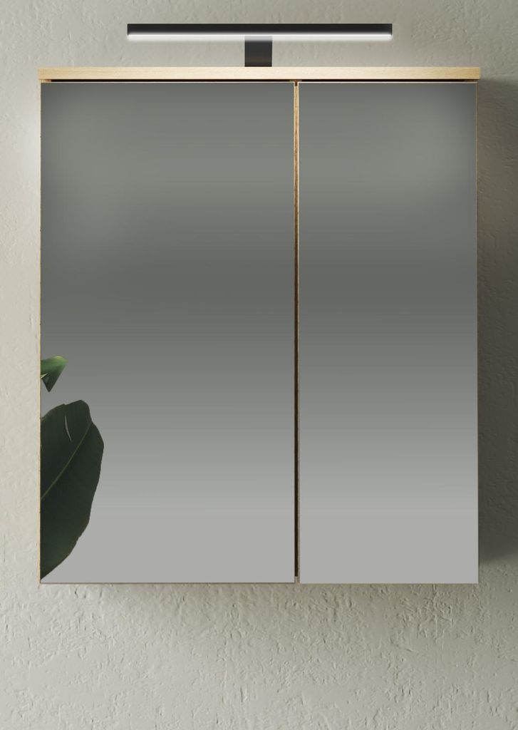 Badezimmer Spiegelschrank "Torsby" in Evoke Eiche Badschrank 2-türig 60 x 70 cm