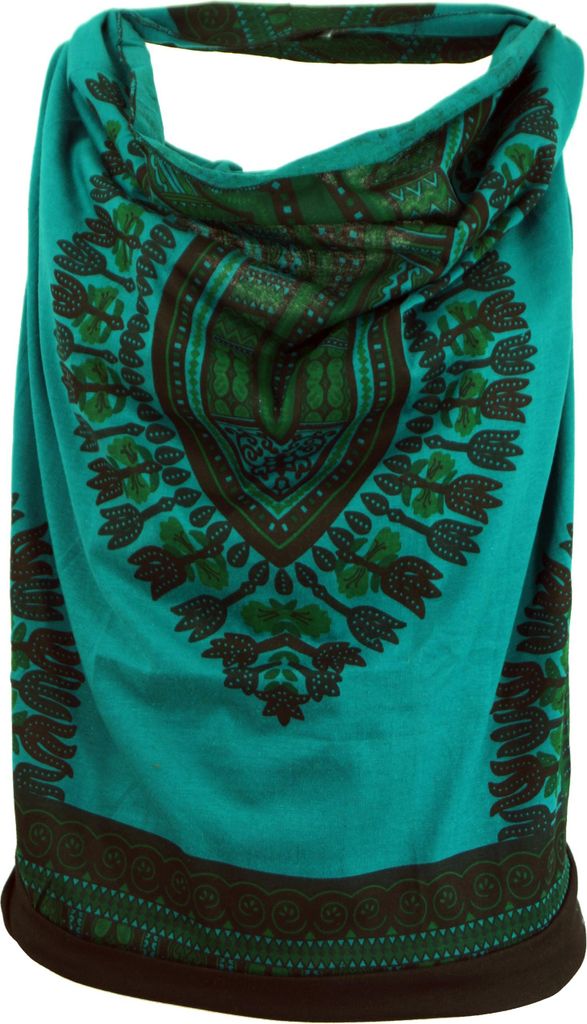 Goa Top, Dashiki Psytrance Neckholder Top - Petrol, Damen, Türkis, Baumwolle, Größe: M/L (38/40)