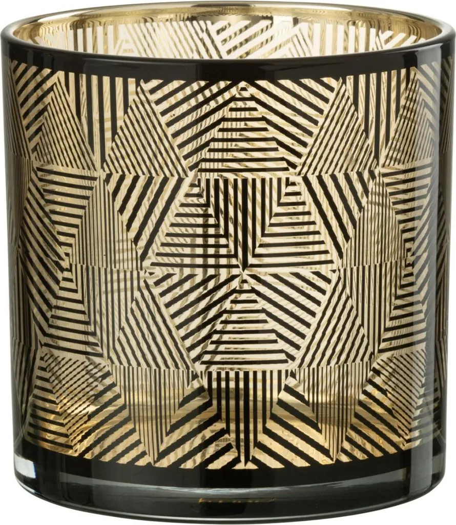 Photophore J-Line marron medium en verre texturé triangles pour la maison