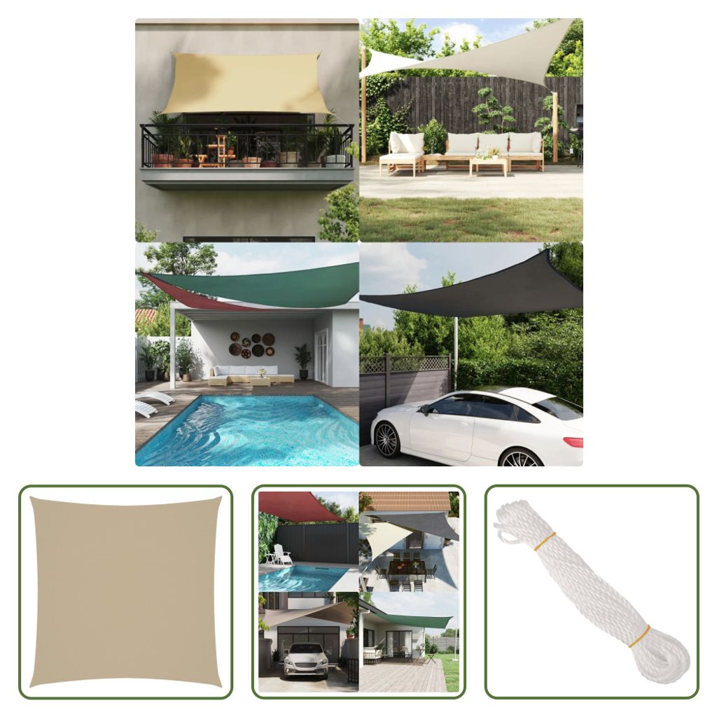 The Living Store Sonnensegel Oxford-Gewebe Quadratisch 2,5x2,5 m Beige