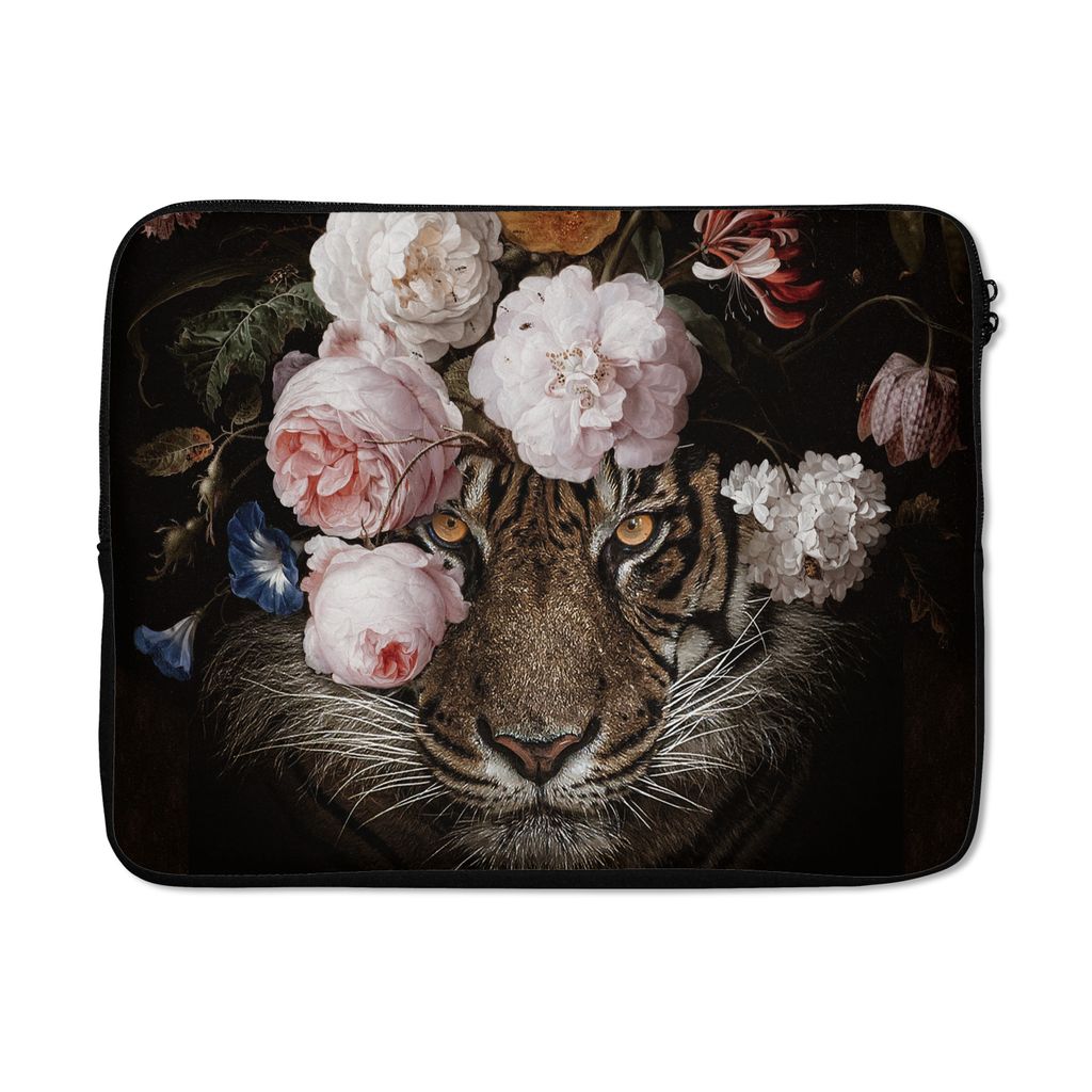 MuchoWow Laptop Hülle 15 Zoll Blumen - Jan Davidsz de Heem - Tiger - Gemälde - Stillleben - Alte Meister Laptoptasche - Laptoptasche - Sleeve -...