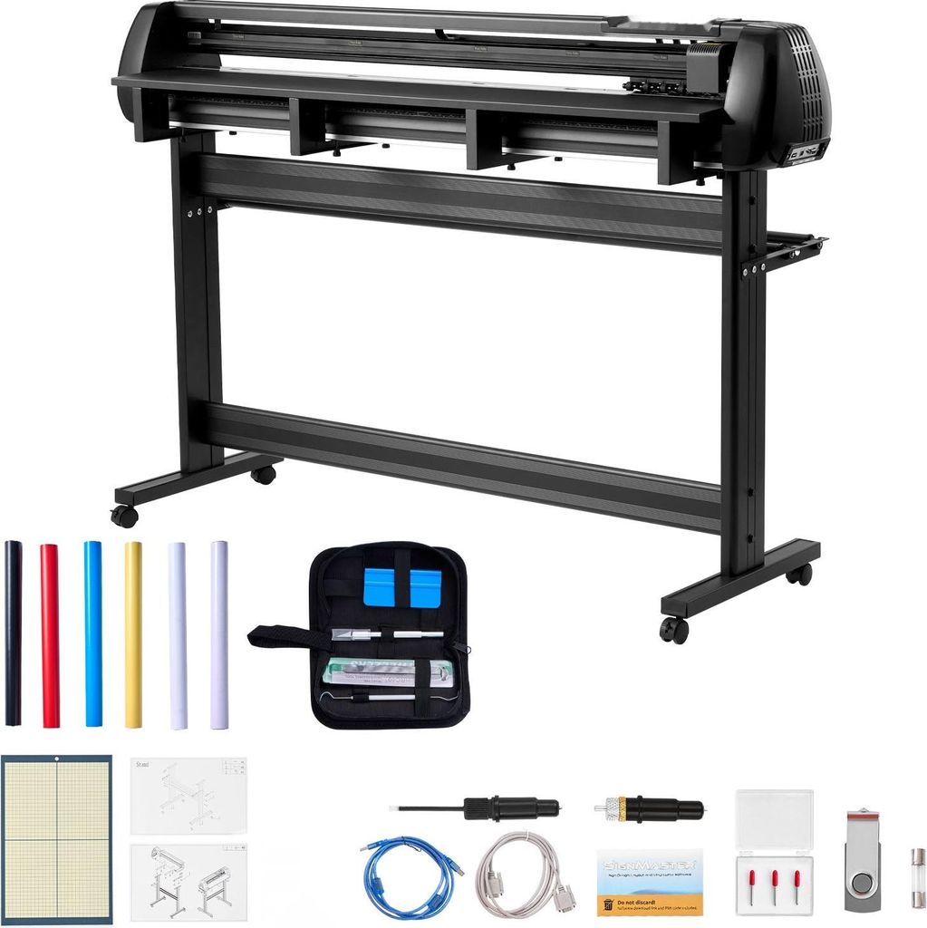Vinyl Plotter - Schneideplotter-Set - 135 cm Einzugbreite - Doppelklingen - LED-Display - Einstellbarer Anpressdruck - Inkl. Aufkleberbögen & Tran...