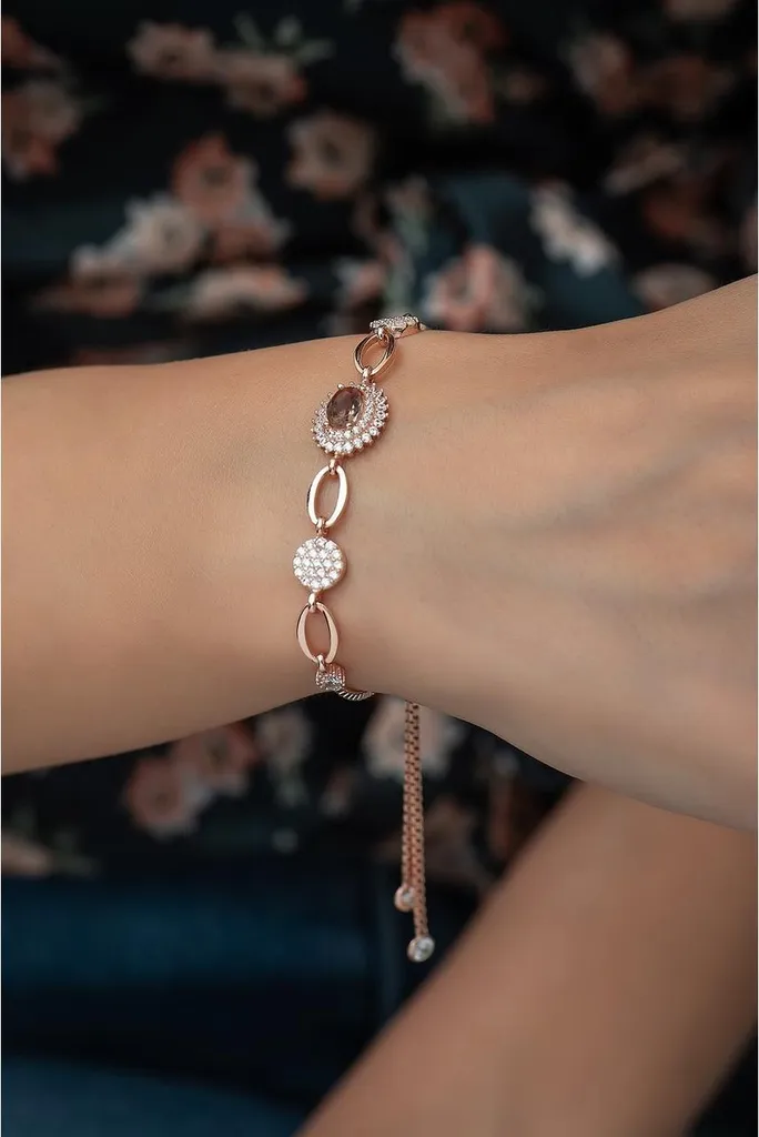Bijou de soirée bracelet zultanite en argent rose réglable pour femme