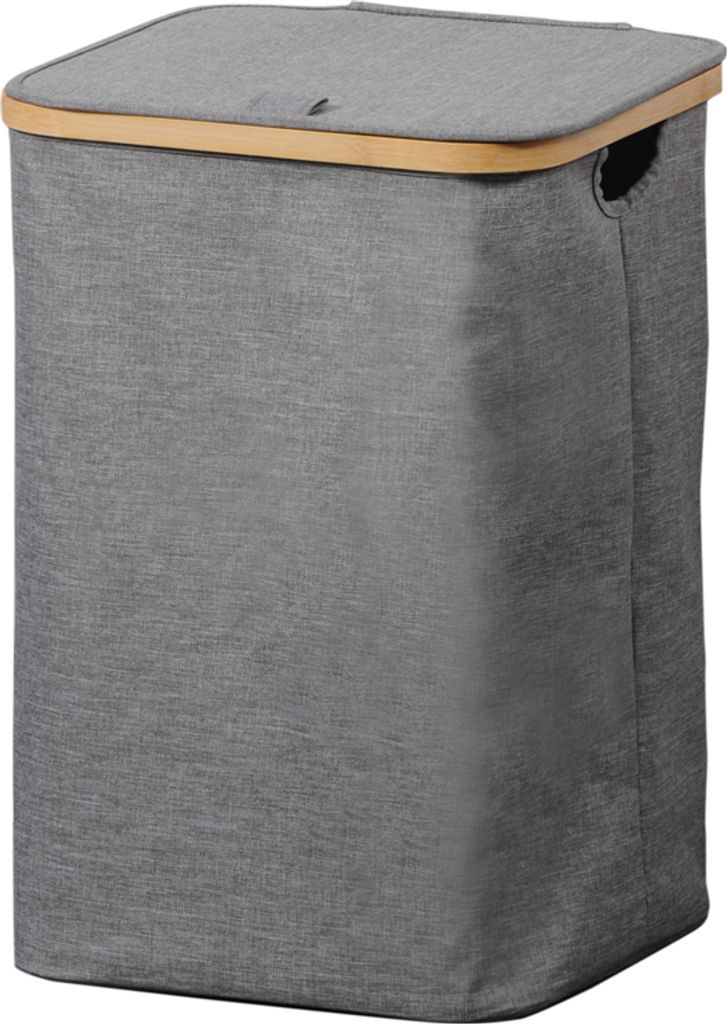 KESPER wasmand grijs – 33 x 33 x 50 cm – -bamboe frame en Productafbeelding 