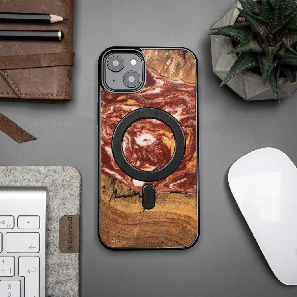 Custodia iPhone 15 Plus Bewood Unique Marte: Legno e Resina MagSafe - 3