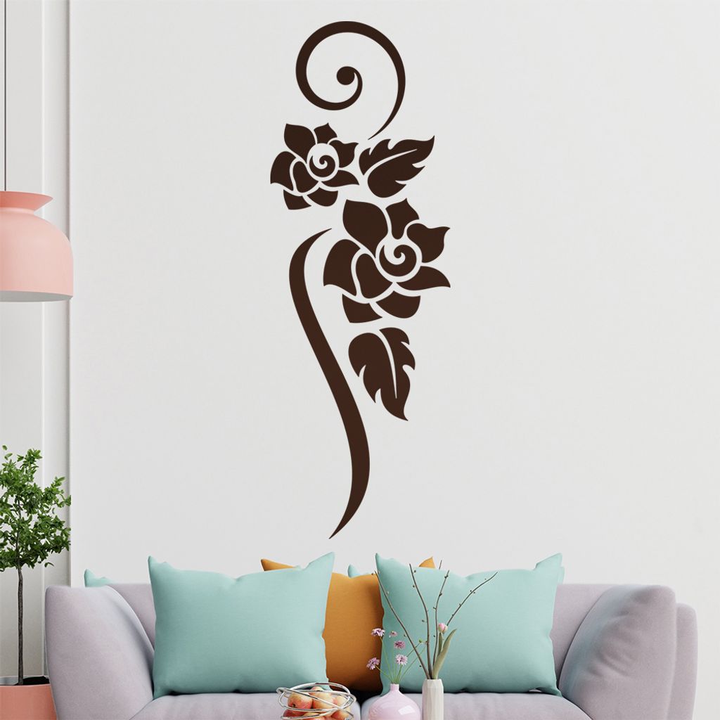 Blume - Linien Wandtattoo in 6 Größen - Wandaufkleber Wall Sticker - Dekoration, Küche, Wohnzimmer, Schlafzimmer, Badezimmer