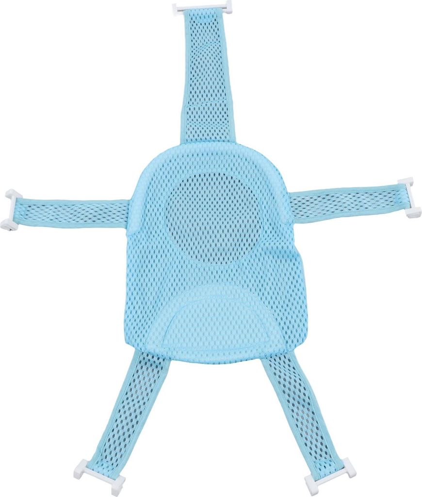 Fünf Eckbad Sitzstütze Netto Skid Proof Verstellbares universelles atmungsaktives Netz weiche Kopfstütze Baby für Säuglingsblau