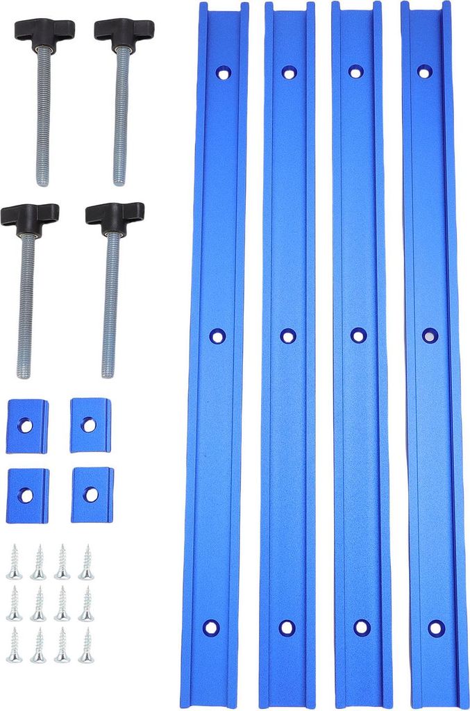 T-Nut-Führungsschienen-Set, Aluminiumlegierung, 400 mm Gleitschienen und M8-Schieber für Holzbearbeitung, Pressplatte, Sägetisch, Blau