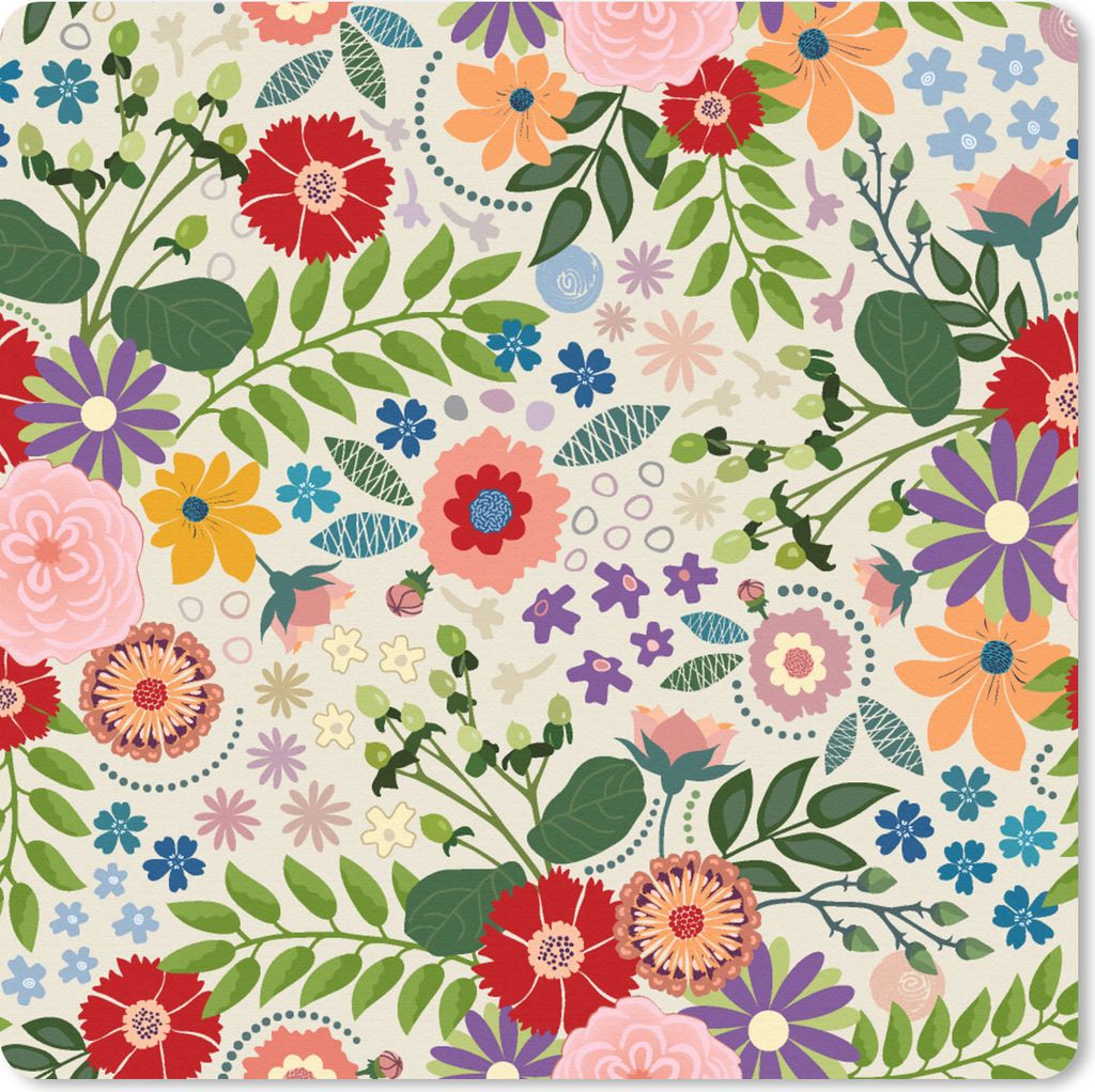 MuchoWow Mauspad Mousepad Blätter - Blumen - Design 30x30 cm - Mousepads - Maus Mat - Pad - Mausunterlage - Gaming