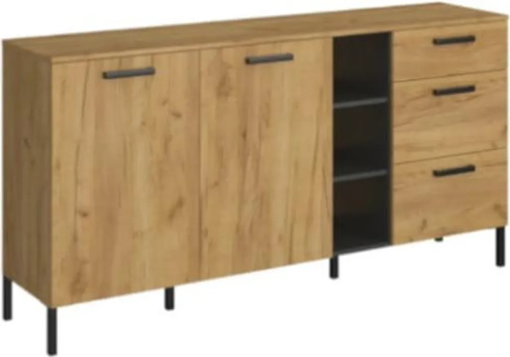 Buffet bas Santes avec tiroirs et portes de rangement pour séjour
