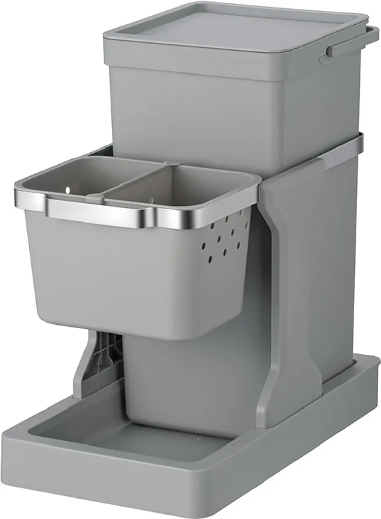 EKO Deco Collecteur Déchets Encastrable 20+4L Gris en Acier Inoxydable