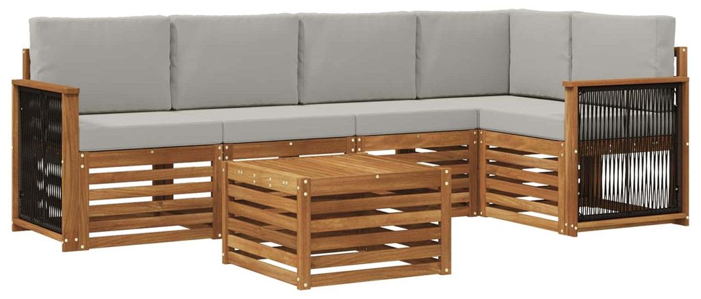 “2026 Modern“ Weiß Ecksofa Set mit Kissen 5 pcs Natürlich und Hellgrau - Designermöbel 53056 - Gartensofas