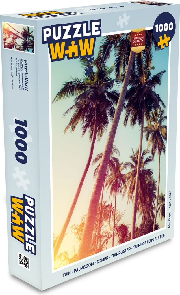 MuchoWow Puzzle 1000 Teile Palme - Sommer - Retro - Sonne - Spielzeug - Alt und Jung - Spiele - Puzzeln
