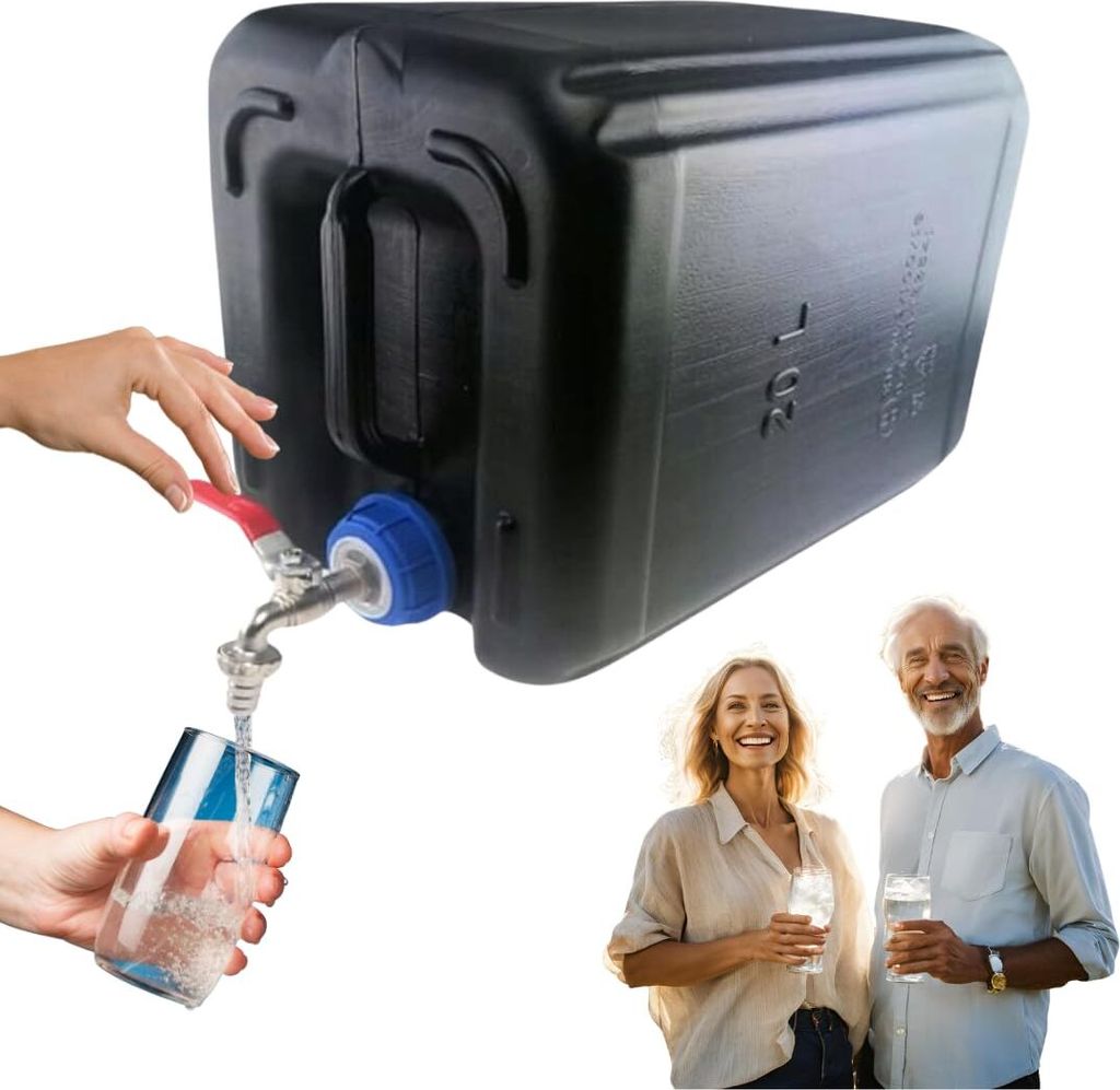 Anwicar Wasserkanister mit hahn - Wasser Kanister mit zapfhahn 20l - Camping Wassertank - Schwarz