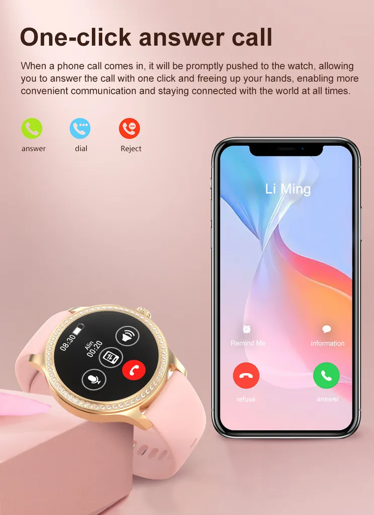 Smartwatch Donna Elegante 1.28" Impermeabile con Funzione Voce - 5