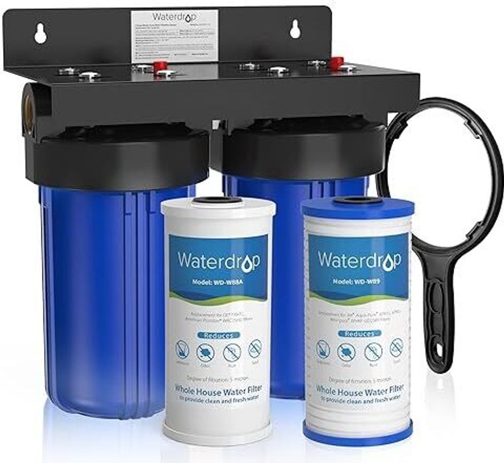 Waterdrop WHF21-PG Wasserfilter System für das Ganze Haus, mit Aktivkohlefilter und Sedimentfilter, 5-Stufige Filtration