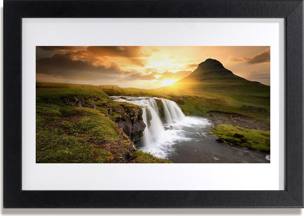 Bild 30x20 MDF-Rahmen Wandkunst Berg Wasserfall Natur