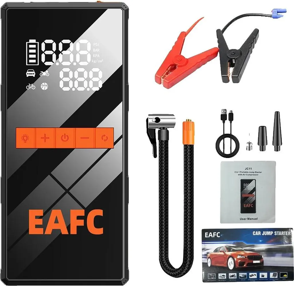 Booster de démarrage voiture 12V avec compresseur d'air portable 150 PSI
