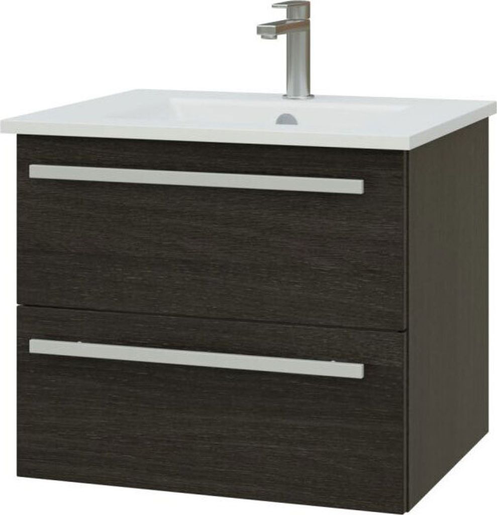Waschtischunterschrank Bidar 38, Farbe: Eiche Schwarz – 50 x 62 x 45 cm (H x B x T)