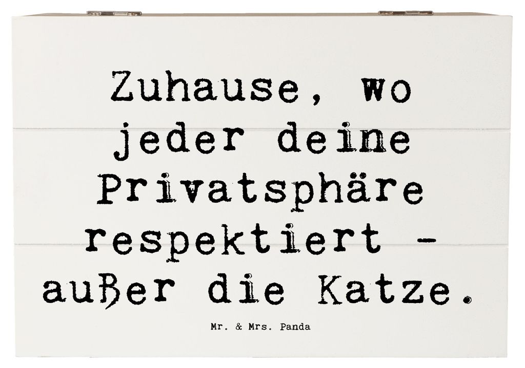 Mr. & Mrs. Panda Holzkiste Spruch Geborgenheit im Zuhause 22 x 15 cm - Weiß - Geschenk, Accessoires, box holz, Gefühl, Holzbox, humorvoll, Stimmu...