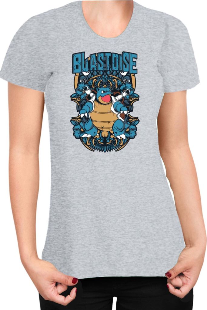 Damen T-Shirt Japan Anime Manga Pokemon Blastoise, Lady S / Grau