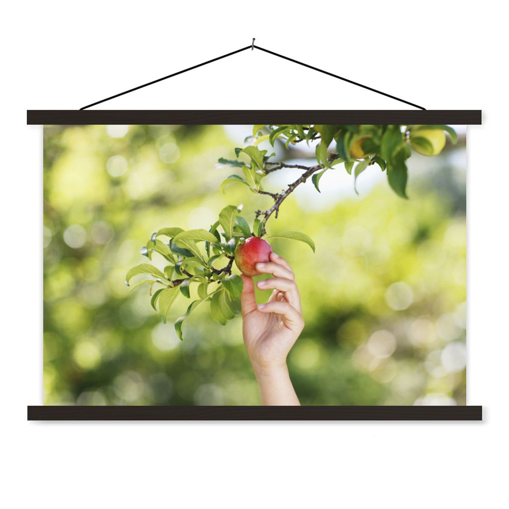 MuchoWow Textilposter Obstbäume - Gemüsegarten - Apfel 150x100 cm mit schwarzem Rahmen - Schlafzimmer