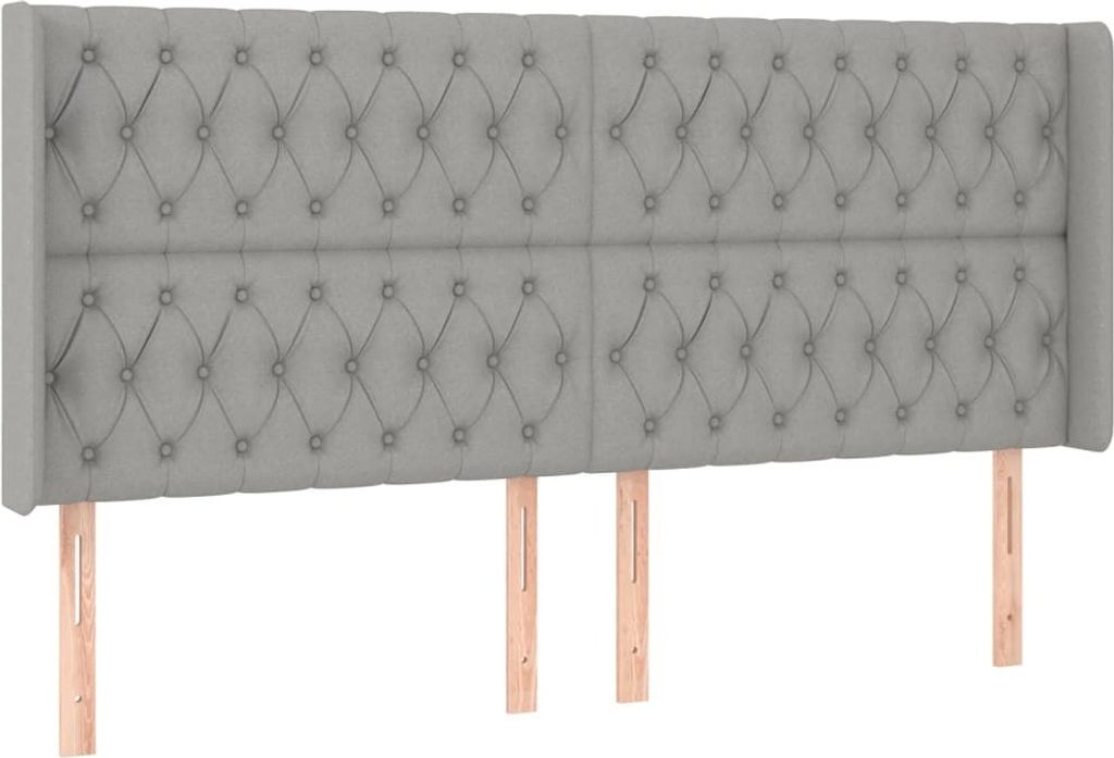 vidaXL Kopfteil mit Ohren Hellgrau 203x16x118/128 cm Stoff