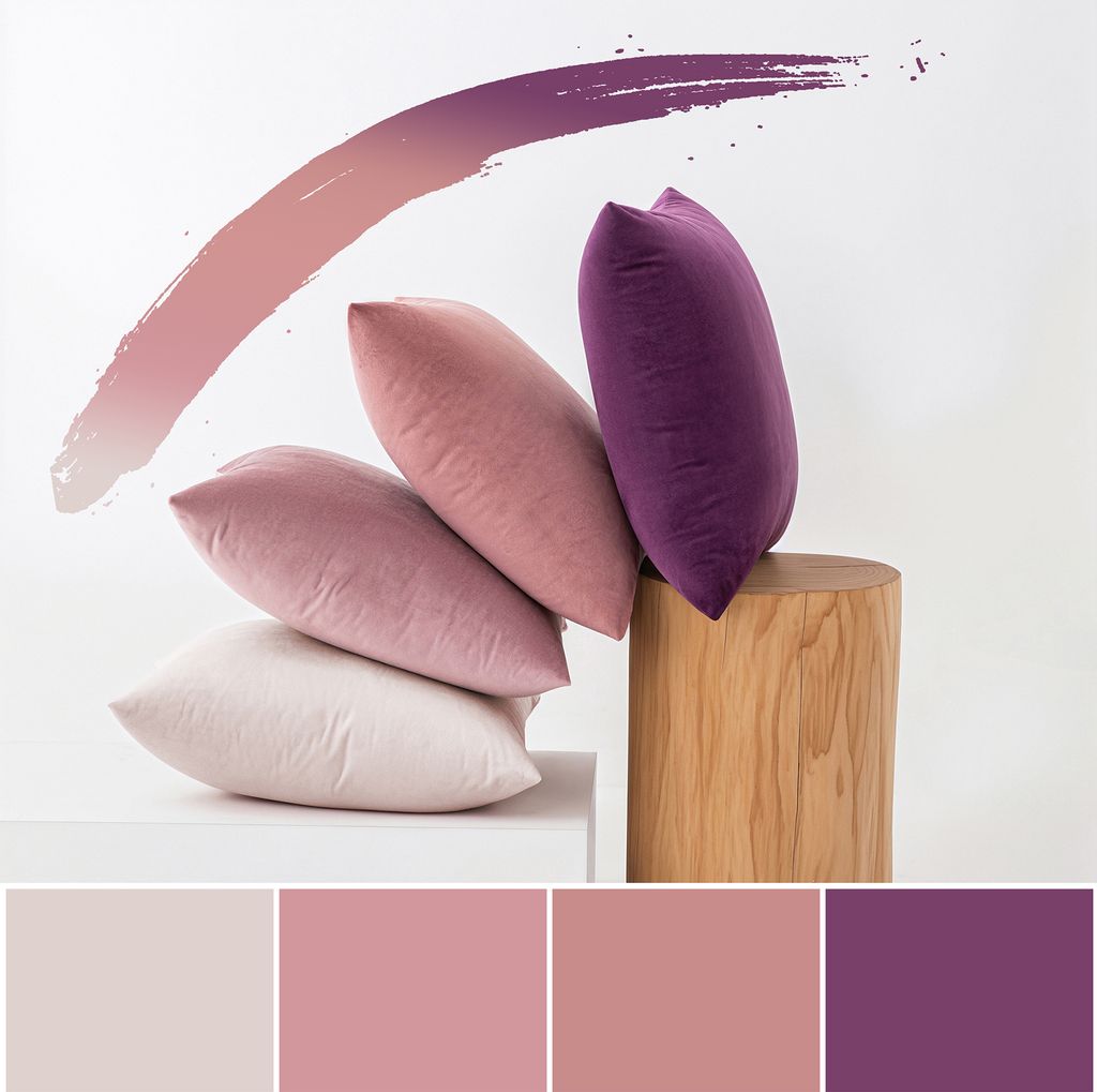 4er Set Kissenbezug Kissenhülle 45x45cm Samt Reißverschluss Deko Bezug für Sofa Wohnzimmer Balkon Weihnachten Halloween, rosa-lila