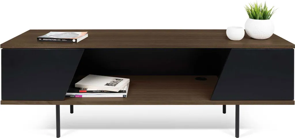 Banc TV en noyer et métal Dixie 140cm pour un salon moderne et chic