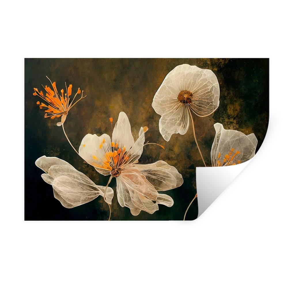 MuchoWow Wandtattoo Wandsticker Wandaufkleber Blumen - Pflanzen - Natur - Illustration 60x40 cm Selbstklebend und Repositionierbar - Wierderverwe...