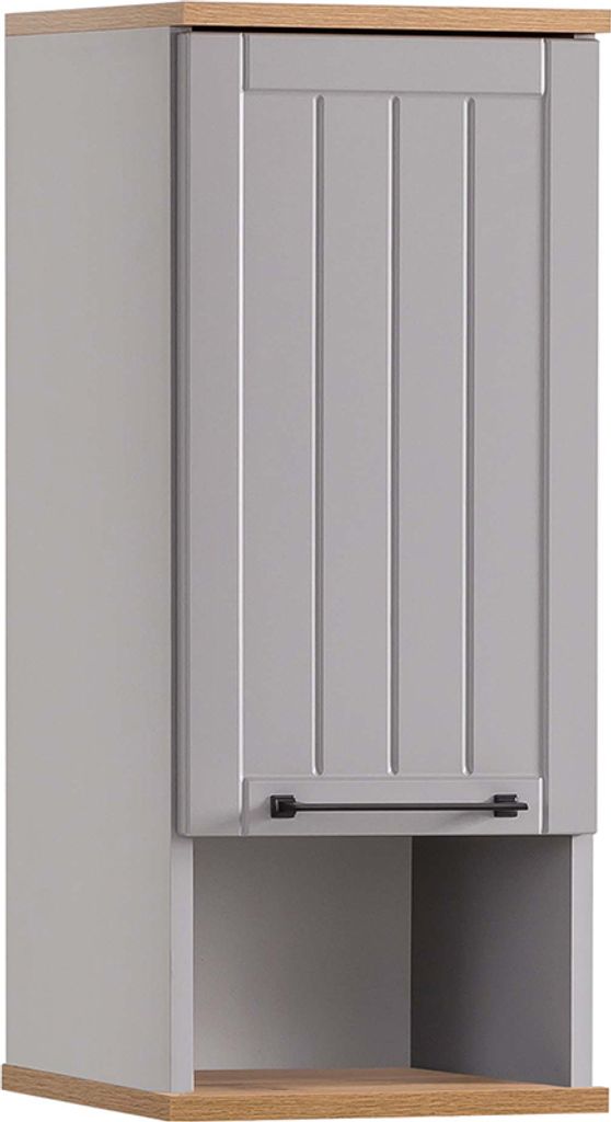 Badezimmer Hängeschrank in grau mit Eiche Nb. JAUSA-80 Landhaus-Stil, B/H/T ca. 30,3/70,8/20,5 cm