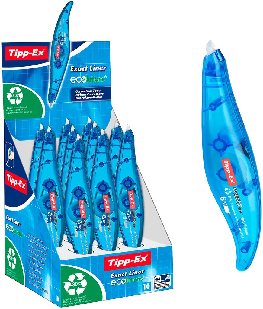 BIC Korrekturband 5mm x 6m Packung 10 Stück in recyceltem Kunststoff
