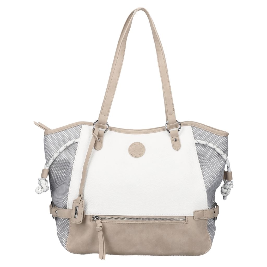 Schwarz-weiß Damentasche Leder Shopper Bag Handtasche Tragetasche Schultertasche 