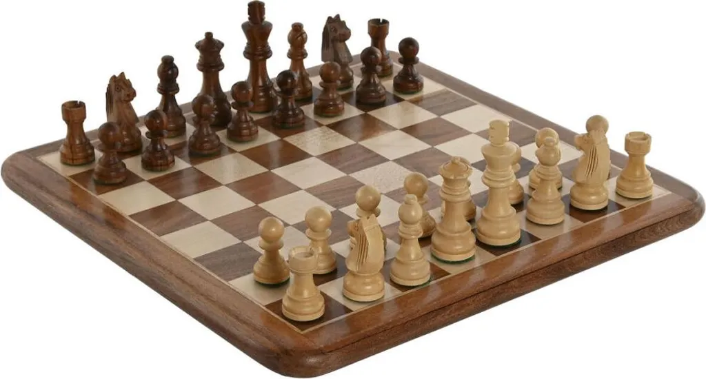 Jeu d'Échec de Luxe Esprit en Bois d'Acacia Finition Artisanale 45cm