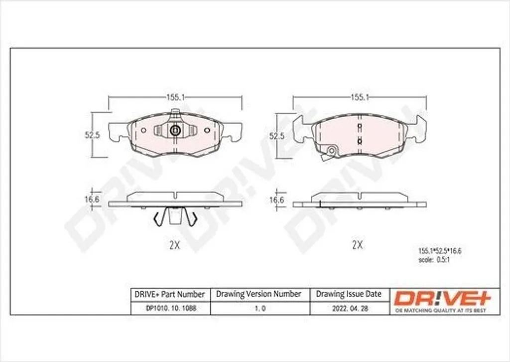 Jeu de plaquettes de frein à disque pour Opel Corsa E X15 DP1010.10.1088