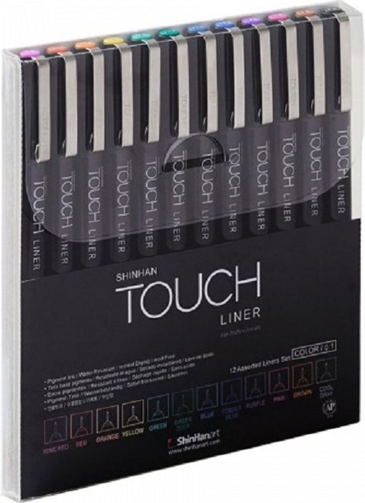 Technische Fineliner TOUCH, 12 Stück, verschiedene Farben, Produktbild 