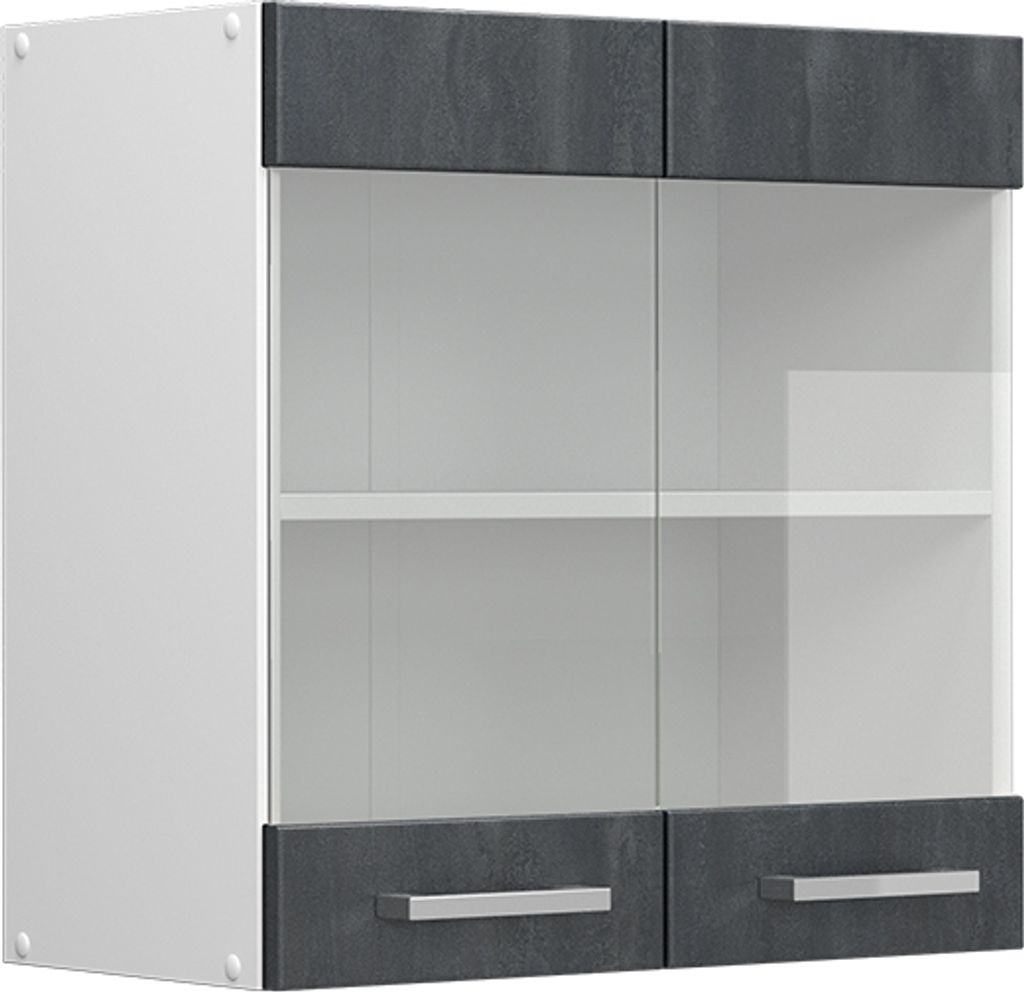 Küchenglasschrank Vicco R-Line Schwarz Beton 60 cm, Model 47589