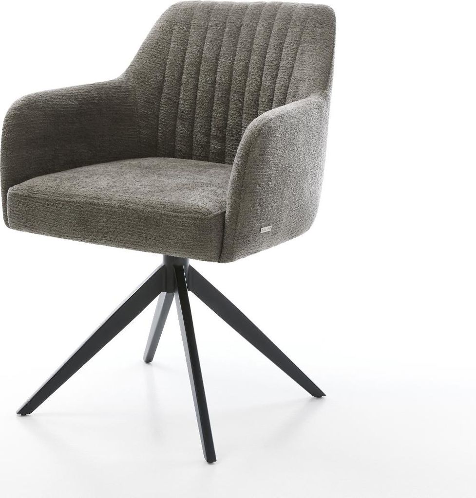 DELIFE Drehstuhl Greg-Flex Bouclé Soft Schlamm Kreuzgestell breit Schwarz 360° drehbar Wippfunktion Taschenfederkern