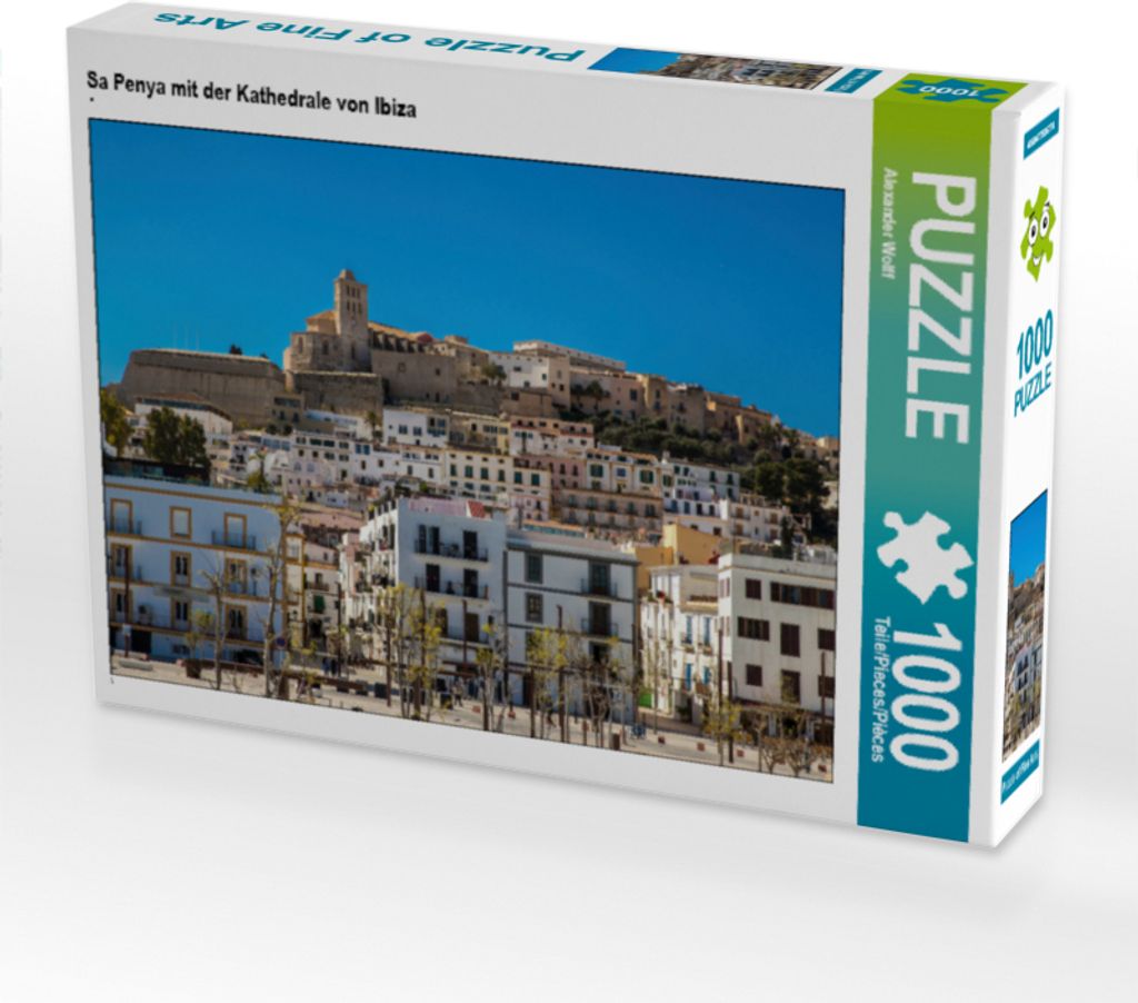 CALVENDO Puzzle Sa Penya mit der Kathedrale von Ibiza | 1000 Teile Lege-Größe 64x48cm Foto-Puzzle für glückliche Stunden