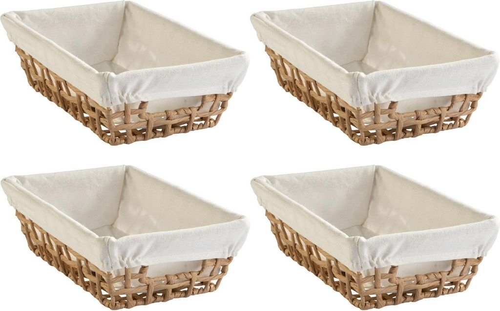 Aufbewahrungskörbe - 30 x 20 cm - Beige - Braun - mit Stoffeinsatz - 4er Set