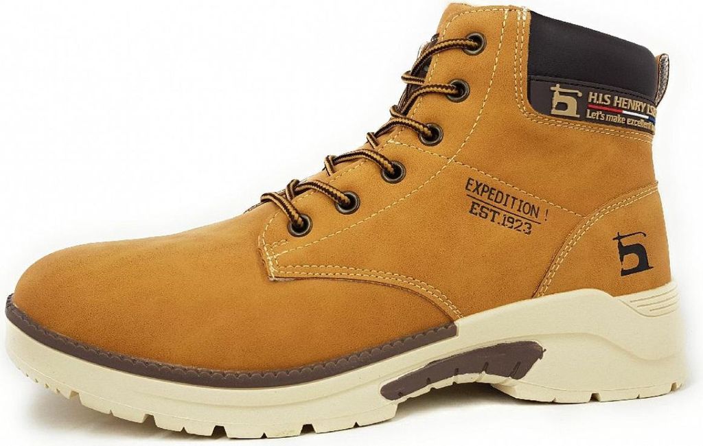 HIS Herrenschuhe Stiefel Warmfutter Boots Beige Freizeit, Schuhgröße:42 EU