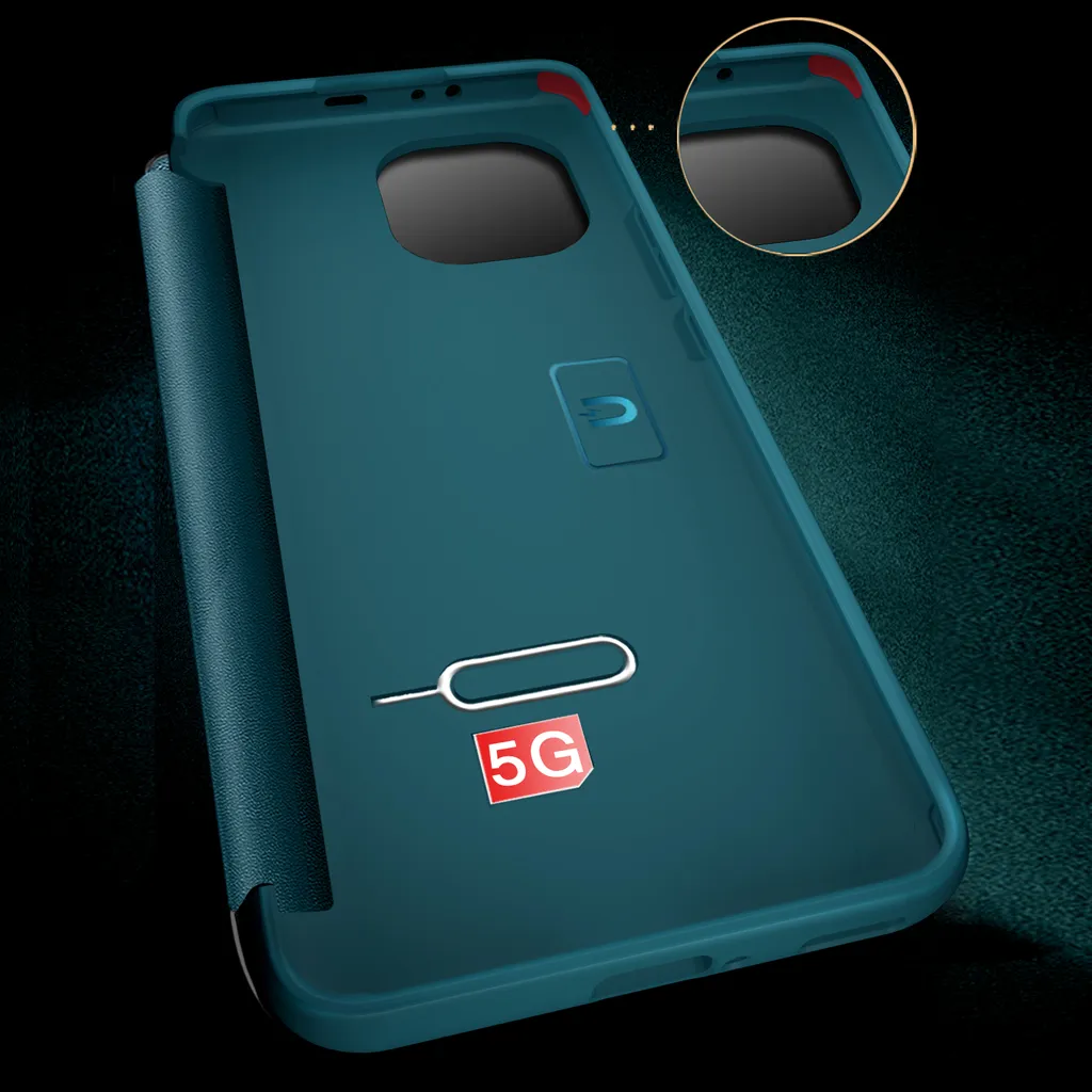 Cover Wuzixi Per Xiaomi Mi 11, Flip A Specchio Con Cavalletto, Ultra-sottile E Antimpronta, Colore Blu