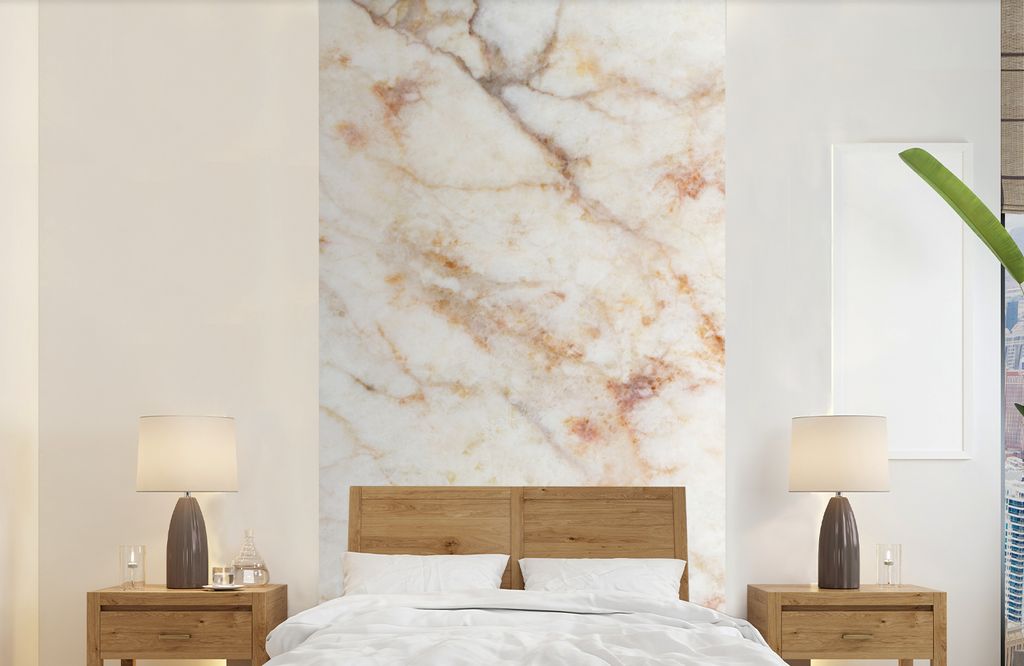 MuchoWow Fototapete für Wohnzimmer oder Schlafzimmer Wandtapete Vinyl Motivtapete Marmor - Braun - Luxus - 120x240 cm - Hintergrundbild