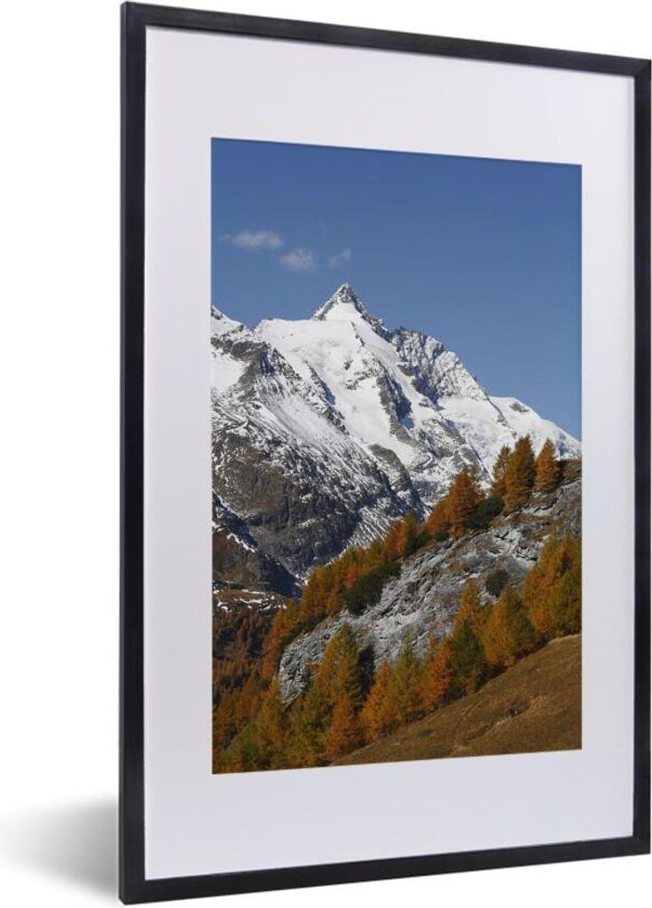 MuchoWow MuchoWow Gerahmtes Poster Der höchste Berg im Herbst im Park Hohe Tauern in Österreich 40x60 cm - Poster mit zchwarzem Bilderrahmen ...