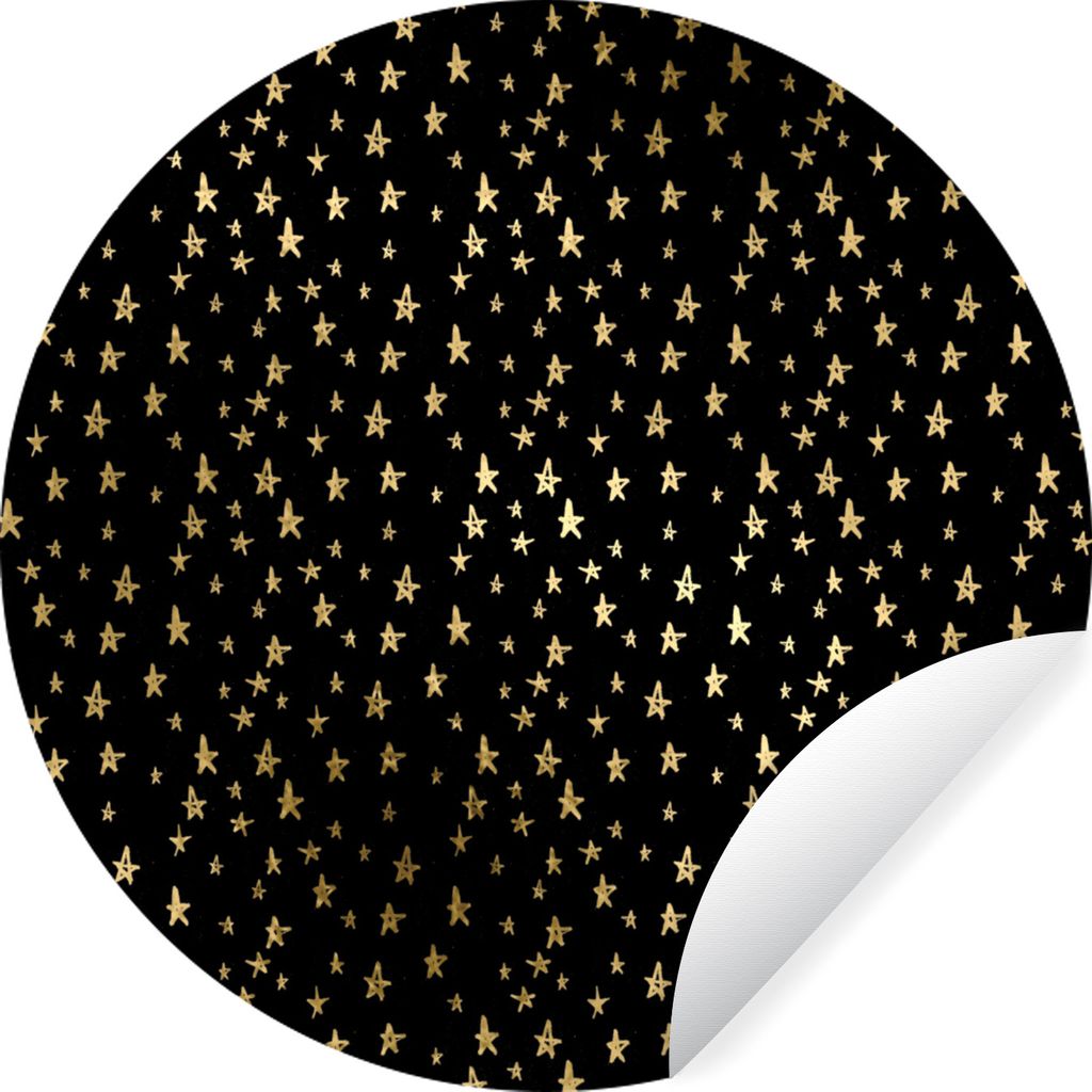 MuchoWow Runde Wandtattoo - Wandsticker Tapete Aufkleber Muster - Sterne - Gold Ø 30 cm Selbstklebend und Repositionierbar - Wandaufkleber - Kre...