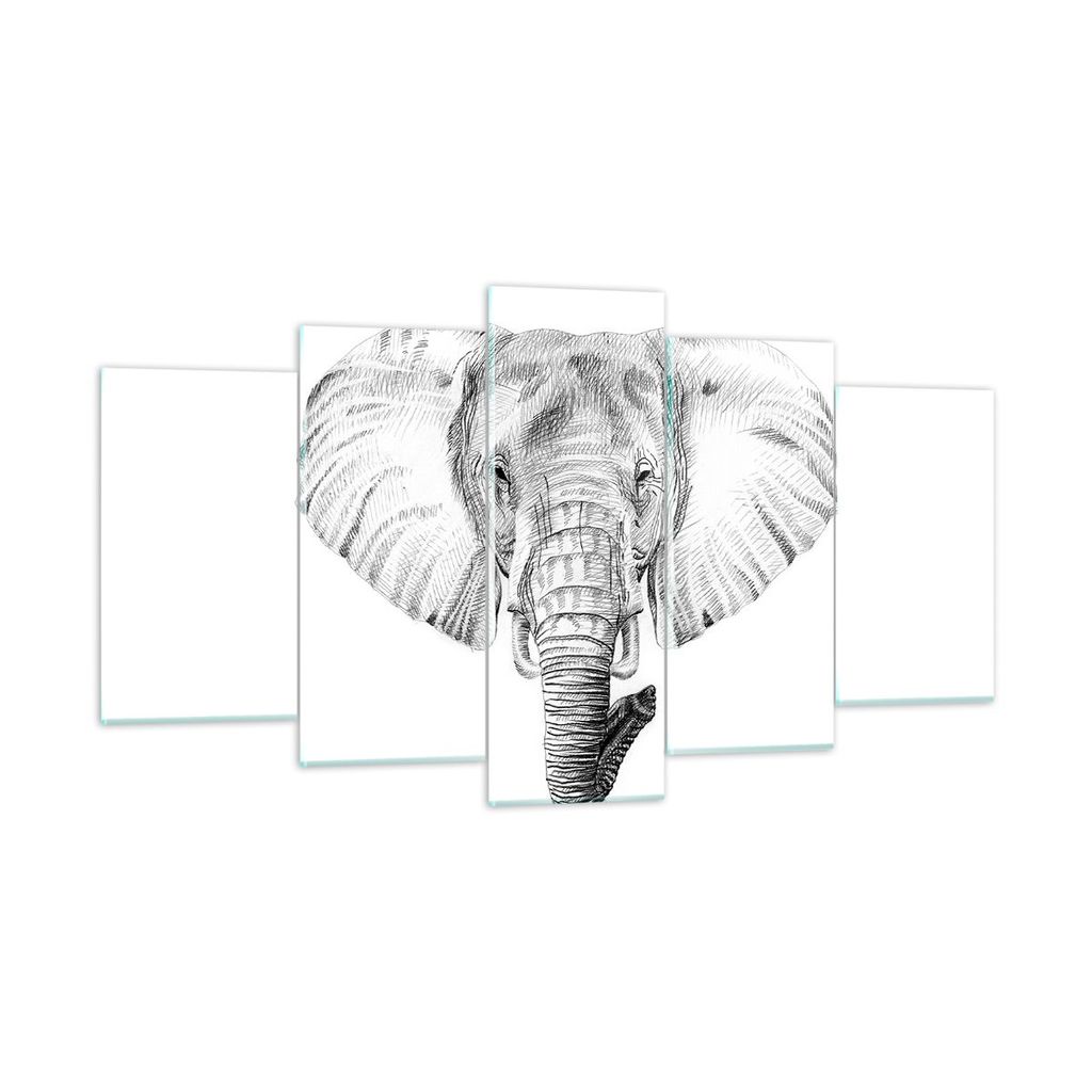 Bilder auf glas - Elefant Afrika Illustration Kinder - 160x85cm - Glasbilder - Wandbilder - Kunstdruck - Wanddekoration aus Glas - Glas Bilder - Wa...